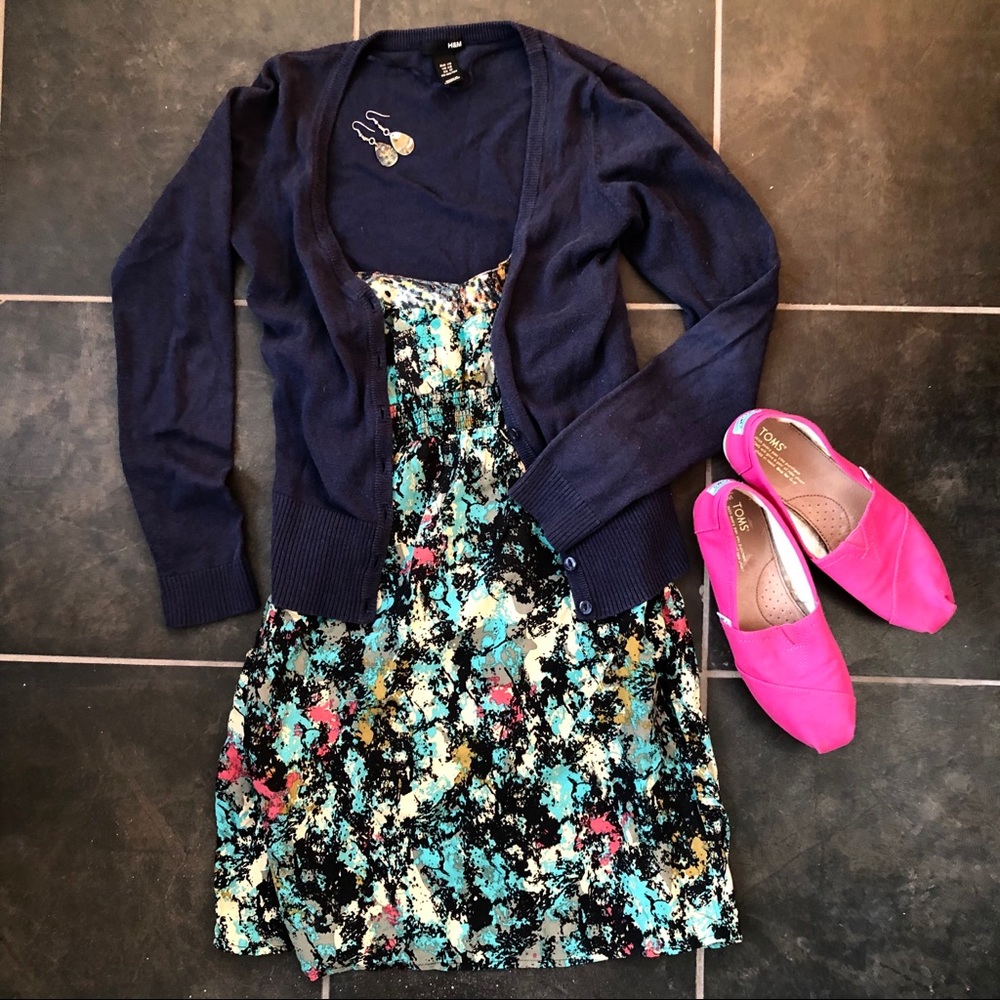 H&M navy blue V neck cardigan